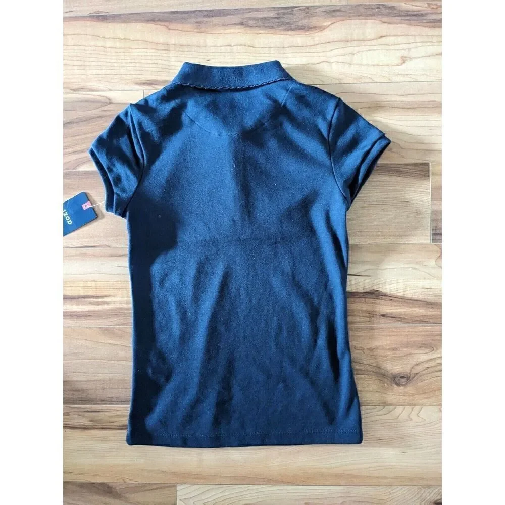 IZOD Navy Performance Easy Care Short Sleeve Polo Size L 14 Girls